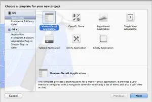 Plantilla Master-Detail Application para timeline de Twitter con Core Data