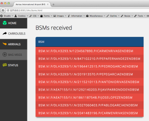 Listado de BSMs insertados en el BHS BSMs del BHS
