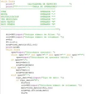 calculadora de matrices con numpy