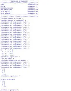 calculadora de matrices con numpy
