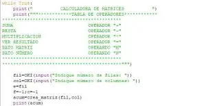 calculadora de matrices con numpy
