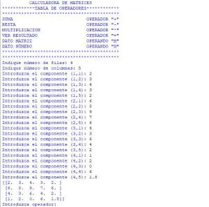 calculadora de matrices con numpy