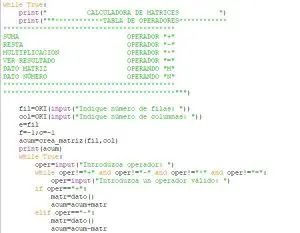 calculadora de matrices con numpy