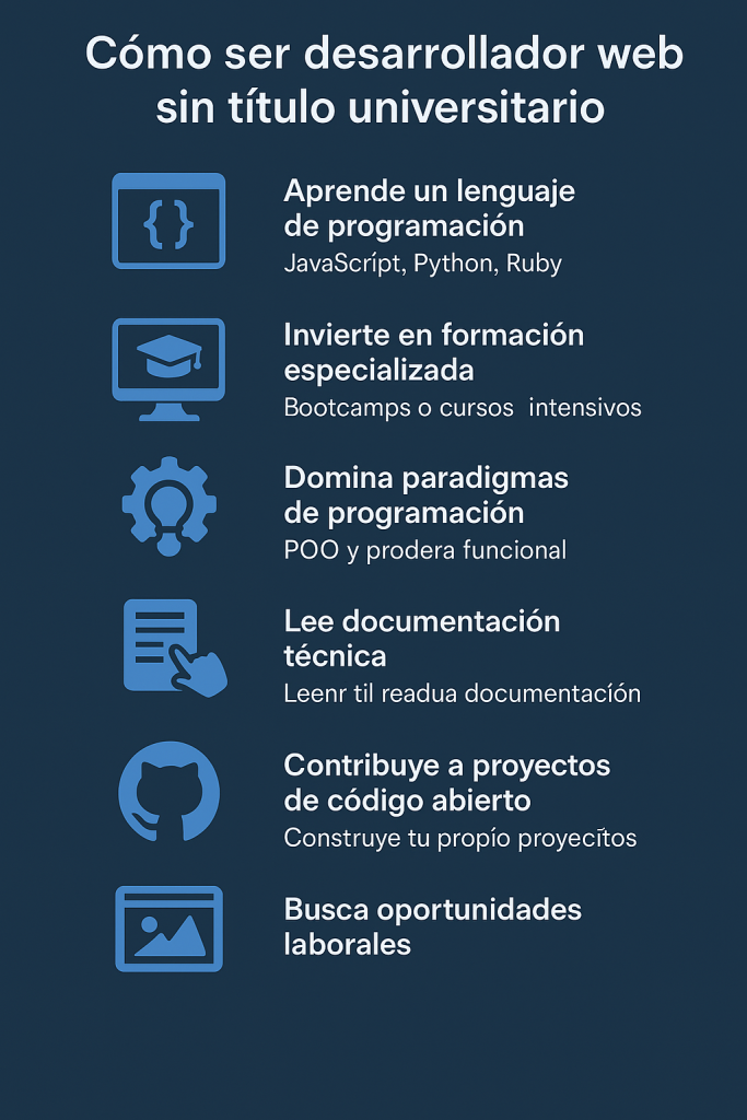 ¿Es posible ser desarrollador web sin título universitario? 2 como ser desarrollador sin título universitario