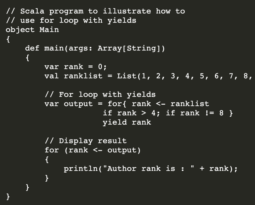 ¿Qué es y cómo se usa for loops en Scala? 12 for loops en scala