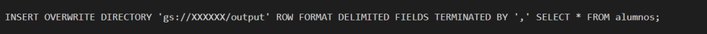 Segmentos de Google Storage en Hive
