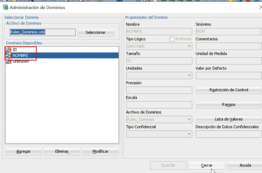 Crear un dominio en un modelo lógico de datos 6 dominio en un modelo lógico de datos: paso 6
