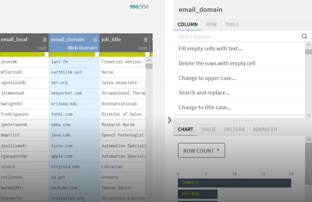 estandarizar el campo de email en Talend: paso 2
