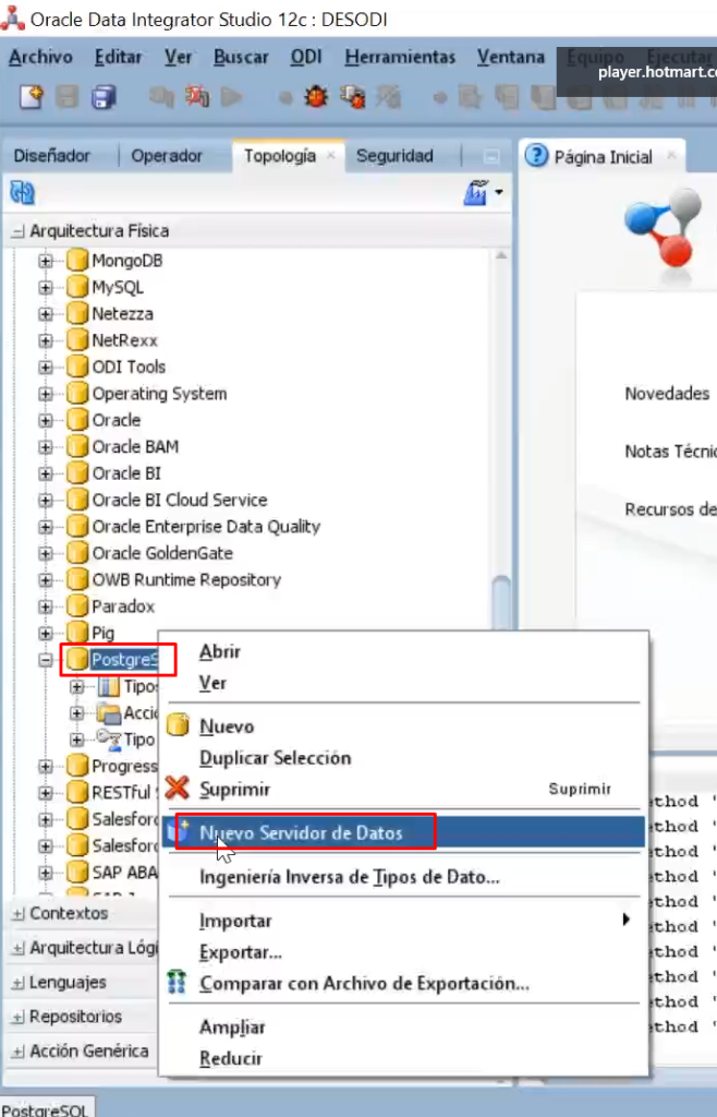 Crear una arquitectura física de origen en ODI 2 origen en ODI