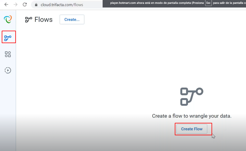 Crear un flujo en Trifacta 2 flow en trifacta: paso 2
