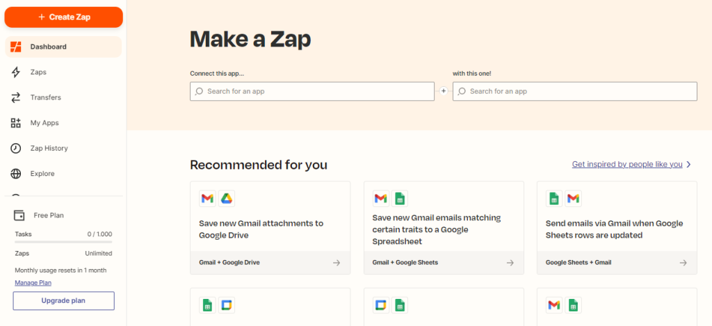 Cómo utilizar Zapier: interfaz gráfica y herramientas 2 utilizar Zapier