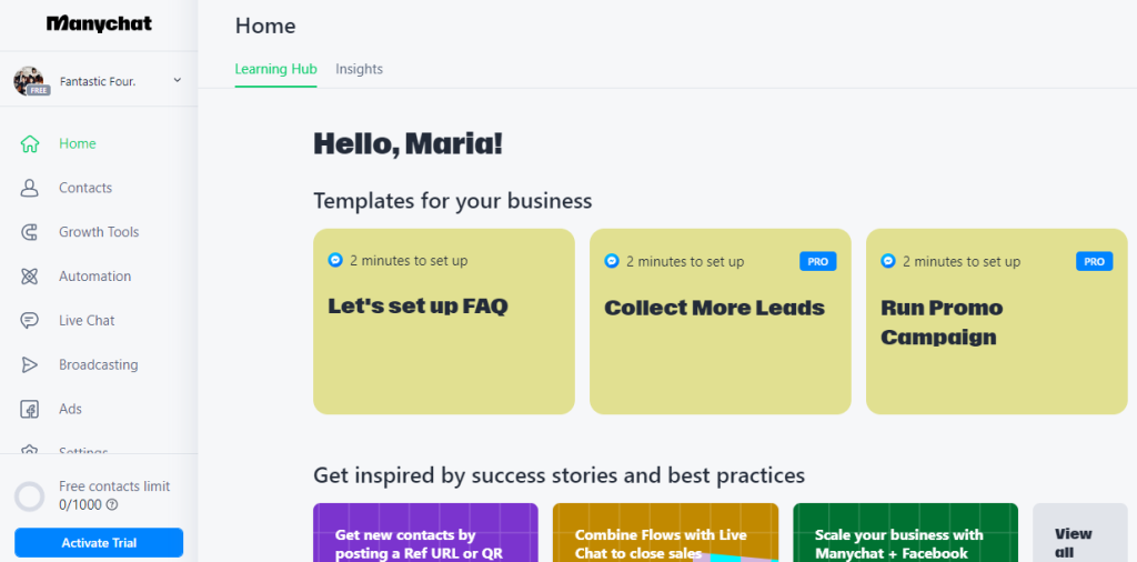 Cómo utilizar Manychat: interfaz gráfica y herramientas 7 Cómo utilizar Manychat: interfaz gráfica y herramientas