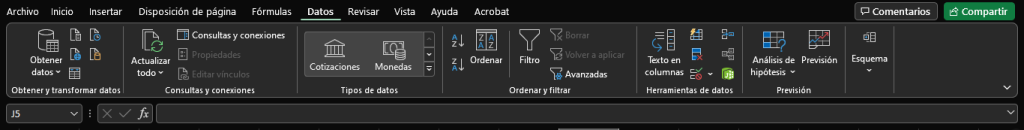 Conoce las funcionalidades de otras secciones de Excel 3 Funcionalidades de otras secciones de Excel
