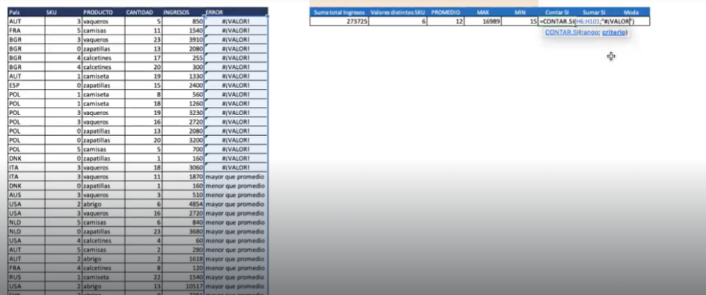 Ejercicio de contar errores en Excel 3 Ejercicio de contar errores en Excel