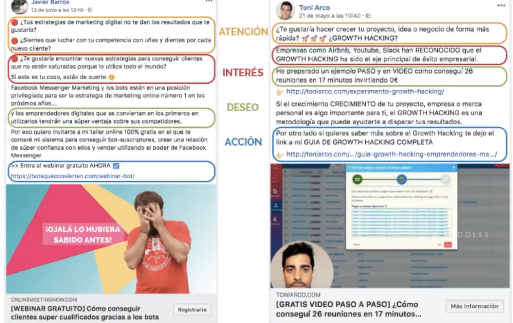 Fórmulas PAS y AIDA de copywriting