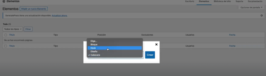 Elementos de generatepress para apariencia