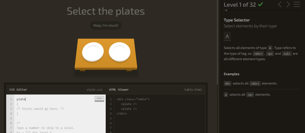 Solucionemos del nivel 1 al 9 de CSS Diner 1 nivel 1 al 9 de CSS diner