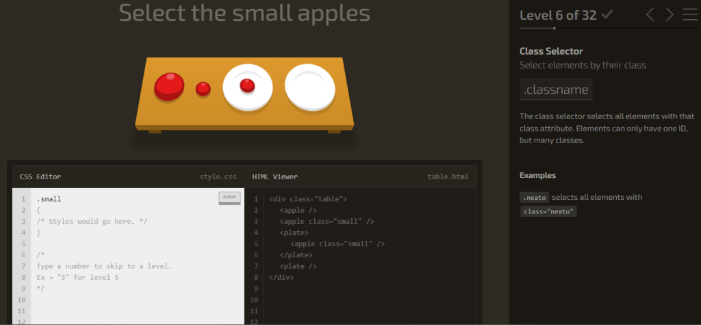 Solucionemos del nivel 1 al 9 de CSS Diner 6 nivel 1 al 9 de CSS diner