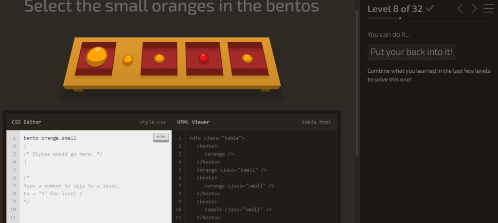 Solucionemos del nivel 1 al 9 de CSS Diner 8 nivel 1 al 9 de CSS diner