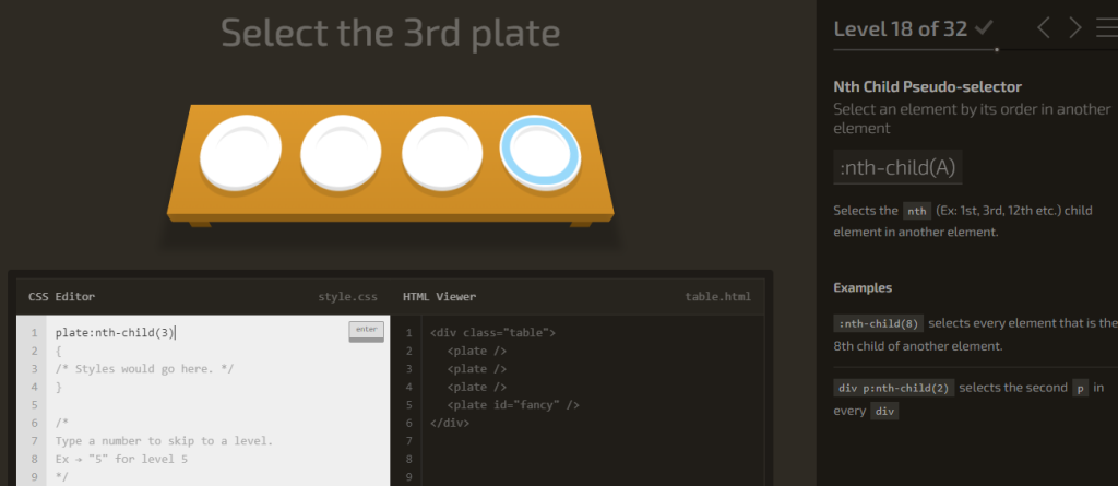 Solucionemos del nivel 10 al 20 de CSS Diner 9 Solucionemos del nivel 10 a 20 de CSS diner