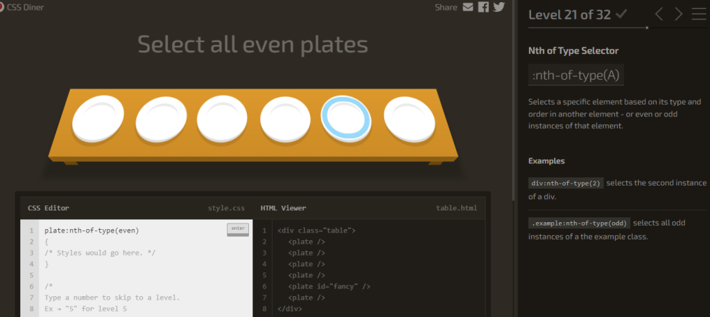 Solucionemos del nivel 21 al 32 de CSS Diner 1 Solucionemos del nivel 21 a 32 de CSS diner