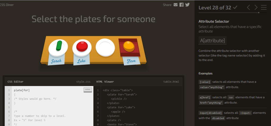 Solucionemos del nivel 21 al 32 de CSS Diner 8 Solucionemos del nivel 21 a 32 de CSS diner