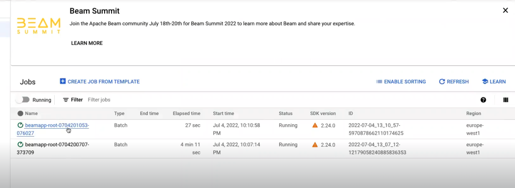 Ejecuciones de proyectos en Google Console 7 Ejecuciones de proyectos en Google Console