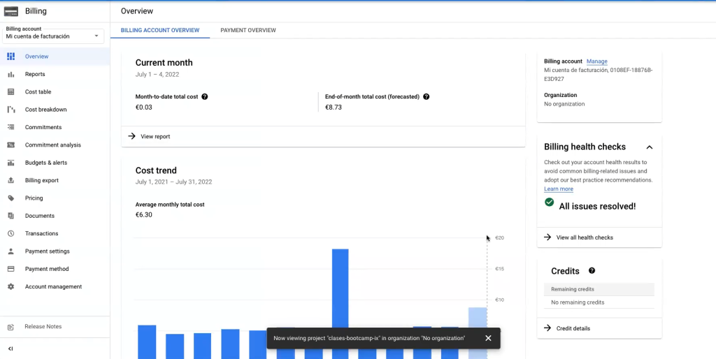 Crear un proyecto en google cloud