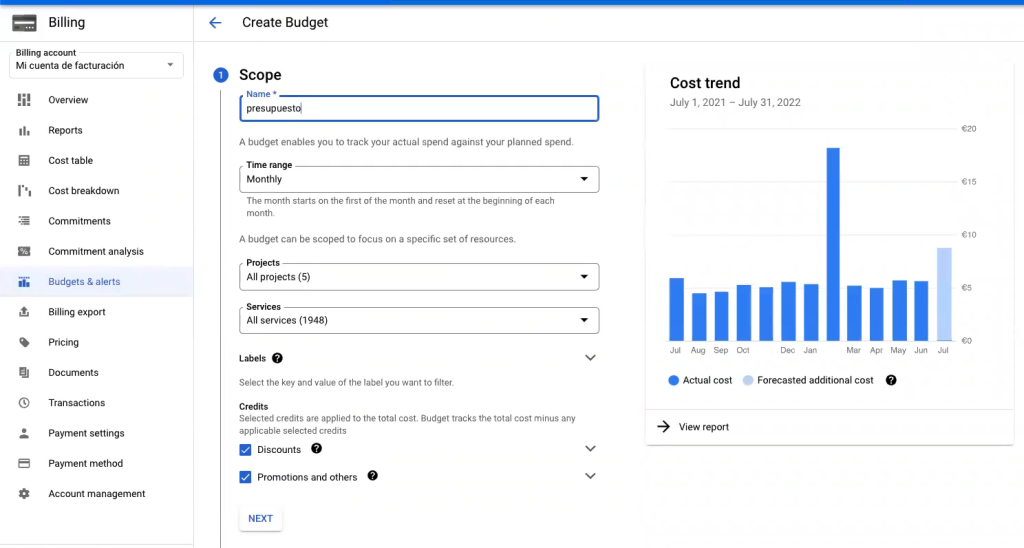 Crear un proyecto en google cloud