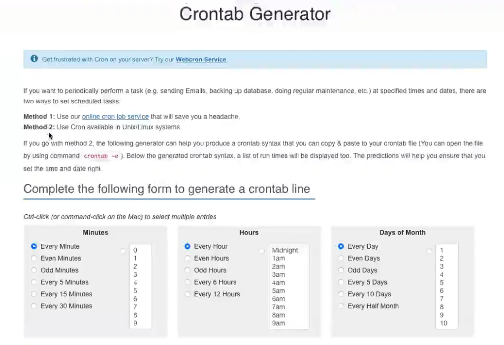 Configuración de un cron