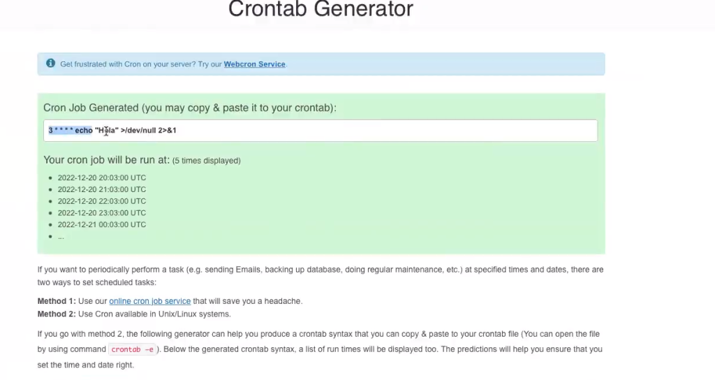 Configuración de un cron
