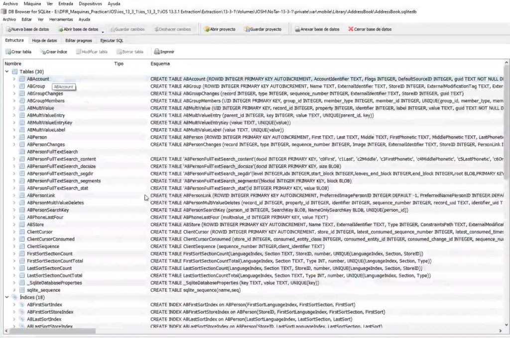 Análisis de contactos en un dispositivo iOS 1 Análisis de contactos en un dispositivo iOS