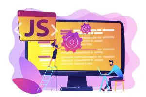 JavaScript concept vector illustration. enigma del true + true en JavaScript