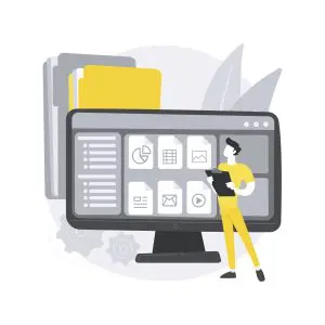 Document management soft abstract concept vector illustration. interacción de Python con el sistema de archivos