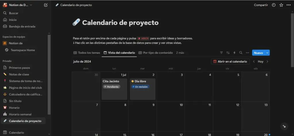 Cómo hacer un horario en Notion: planifica tus tareas y libera tiempo 3 hacer un horario en Notion