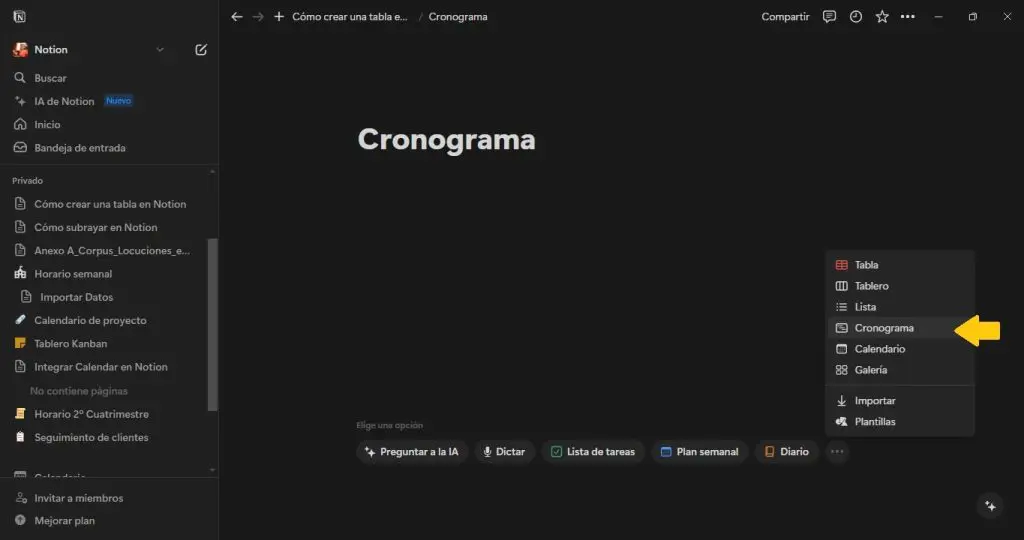 Crea tu cronograma en Notion: transforma la gestión de tus proyectos 3 Cronograma en Notion