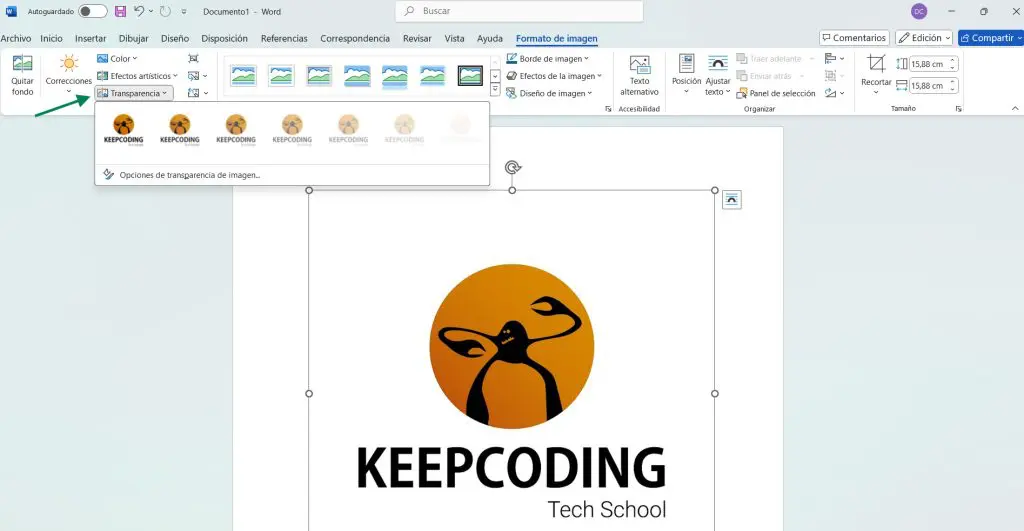 ¿Cómo poner una foto de fondo en Word? Guía paso a paso para personalizar tus documentos 6 Selecciona la opción "Transparencia"