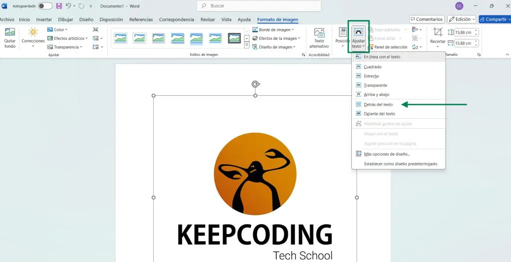 ¿Cómo poner una foto de fondo en Word? Guía paso a paso para personalizar tus documentos 5 Mover al fondo con la opción "Ajustar texto"