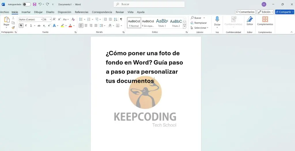 ¿Cómo poner una foto de fondo en Word? Guía paso a paso para personalizar tus documentos 7 Resultado final de cómo poner una foto de fondo en Word