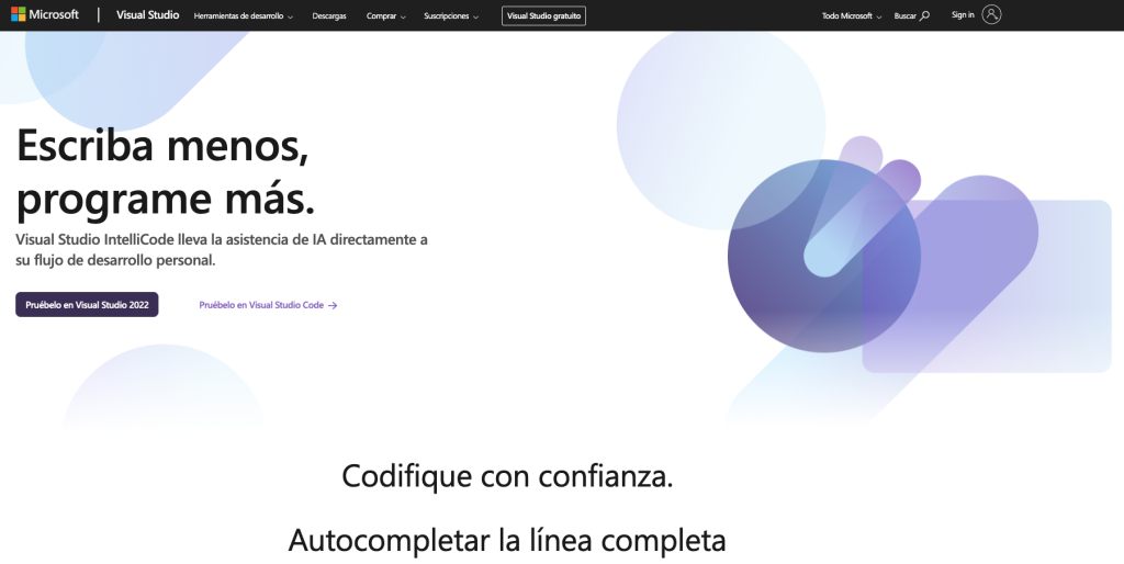¿Cuáles son las mejores opciones de IA para programar en Java? 4 IA para programar en Java - IntelliCode de Microsoft