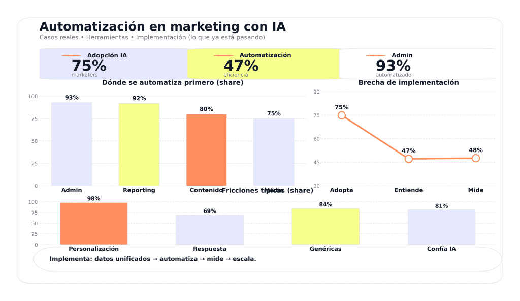 IA Automatización en marketing: casos reales, herramientas y cómo implementarla 1 IA Automatización en marketing