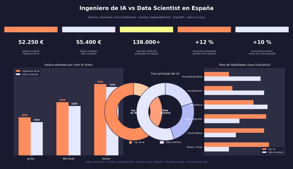 Diferencia entre ingeniero de IA y data scientist: mismos datos, distinto destino 1 Diferencia entre ingeniero de IA y data scientist: mismos datos, distinto destino