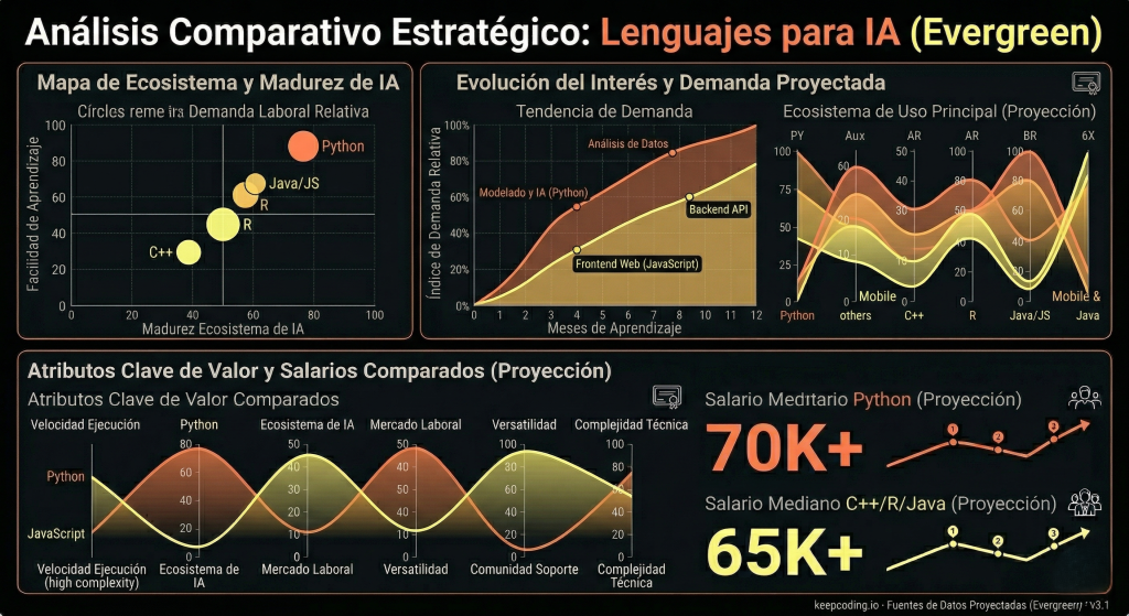 Qué lenguaje aprender para trabajar en IA: cómo elegir el mejor según tu objetivo profesional 1 Qué lenguaje aprender para trabajar en IA