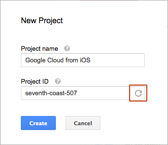 Google Cloud Console new project screen