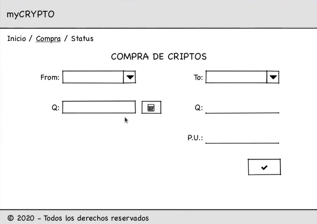 tabla y formulario de un app simuladora de criptos