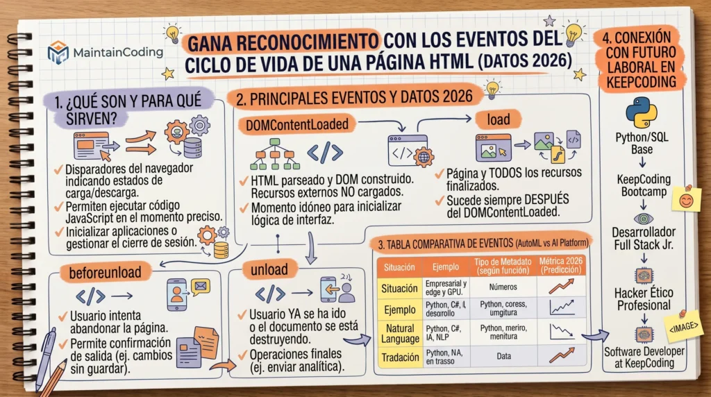 Eventos ciclo de vida de una página HTML 1 Eventos ciclo de vida de una página HTML