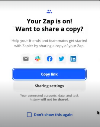 Ejemplo de un viral loop en Zapier