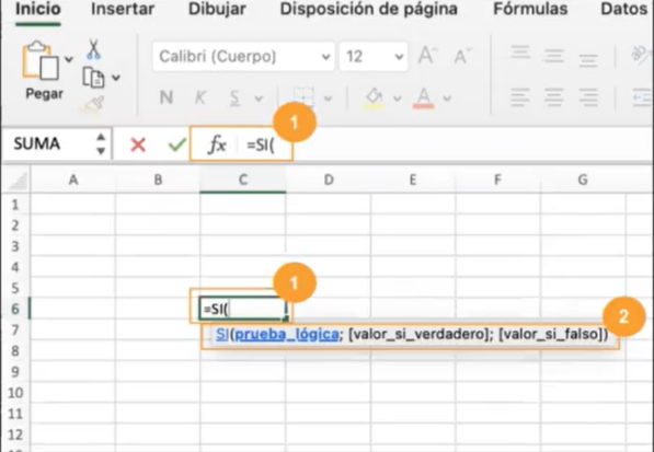 Elementos de las funciones en Excel