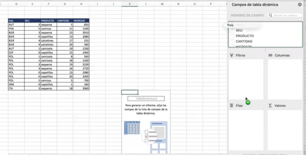 ¿Cómo generar una tabla dinámica en Excel? 1