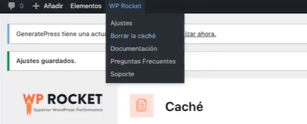 Opciones de caché y optimizar archivos en WP Rocket 3